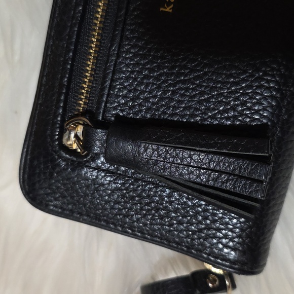 Kate Spade Black Chester Pebbled Leather Tassel Zip Around Continental Wallet - Picture 8 of 13